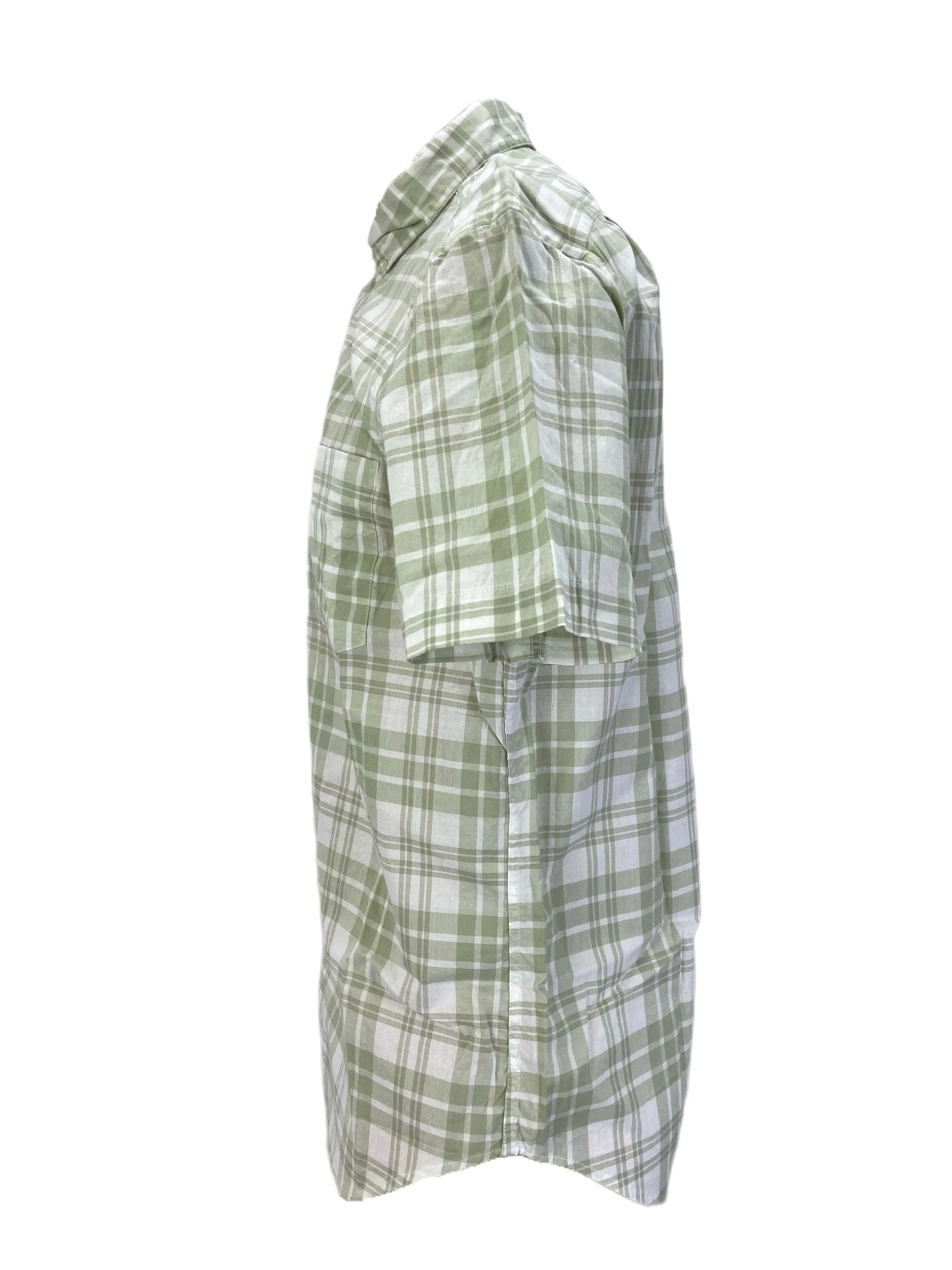 STEVEN ALAN Men's Green Single Needle Plaid Casual Shirt NWT